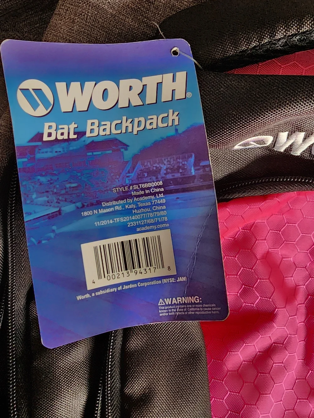 WORTH Black Bat Backpack with Pink Accent